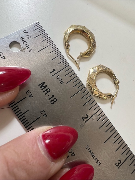 10K yellow gold bohemian hoop earrings main image 8